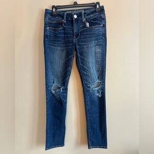 American Eagle Skinny Super Stretch Distressed Jeans Size 6 Regular NWT